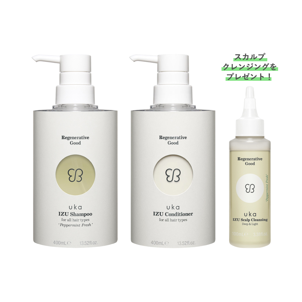 uka IZU Shampoo for all hair types 'Peppermint Fresh' ＆Conditioner for all hair types set